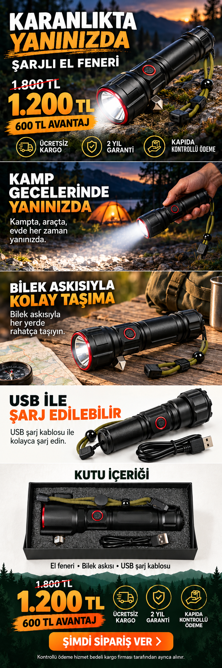 1 KM MENZİLLİ 5 FONKSİYON FENER