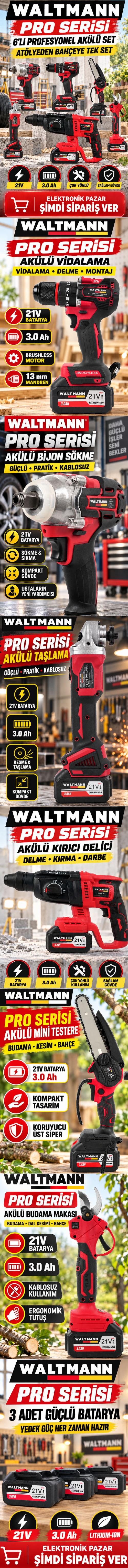 WALTMANN KIRMIZI ÇOK AMAÇLI PROFESYONEL 6-LI SET