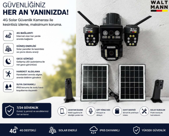 WALTMANN WM-704G SOLAR GÜVENLİK KAMERASI